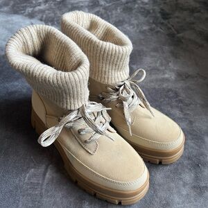 UGG Cream and Tan Winter Boots